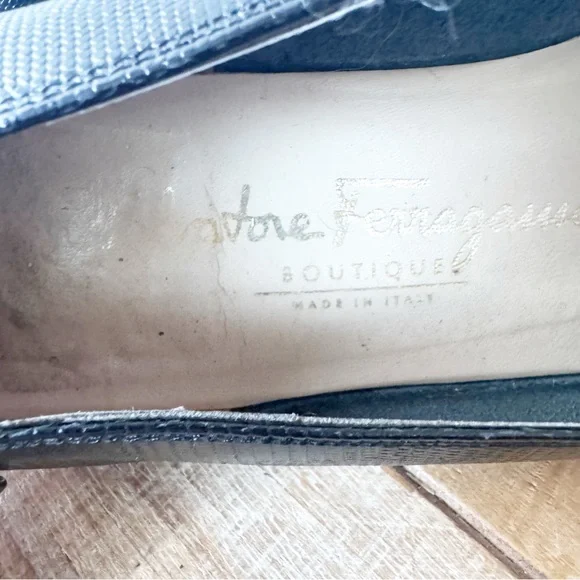 Salvador Ferragamo Black Loafers with Gold Accent - Picture 14 of 14